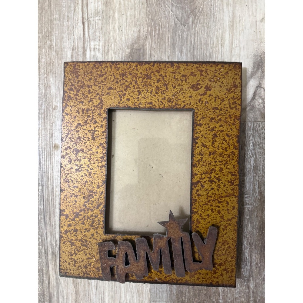 Rustic Metal Family Picture Frame 4x6 Bronze Gold Star Farmhouse Decor